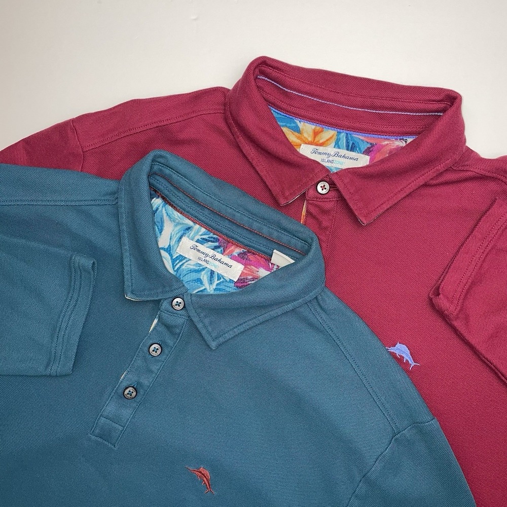 Tommy Bahama‎ Polo Shirt Mens XL (Lot Of 2) IslandZone Supima Long Sleeve Rugby